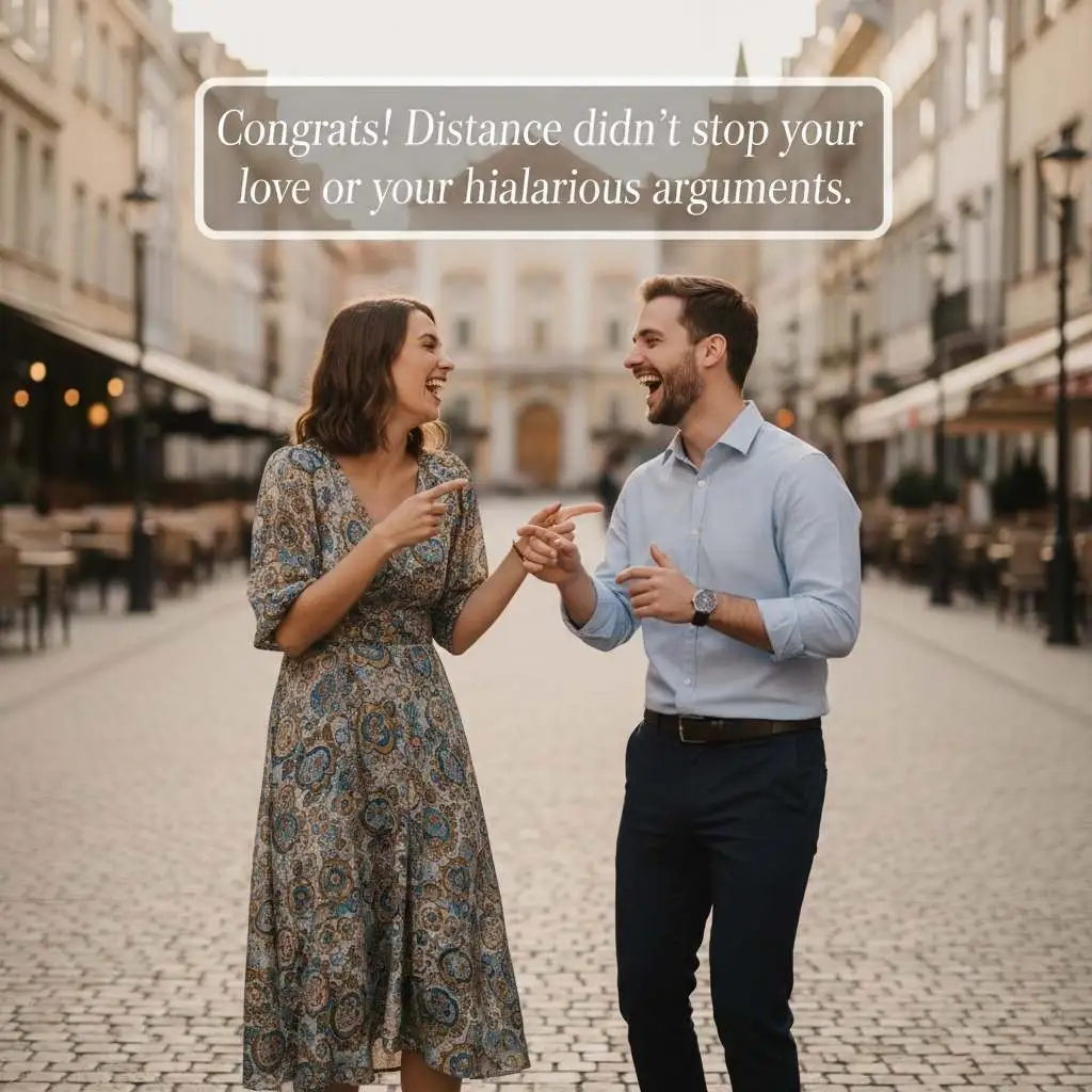 Funny Anniversary Wishes for Friends from Far Away