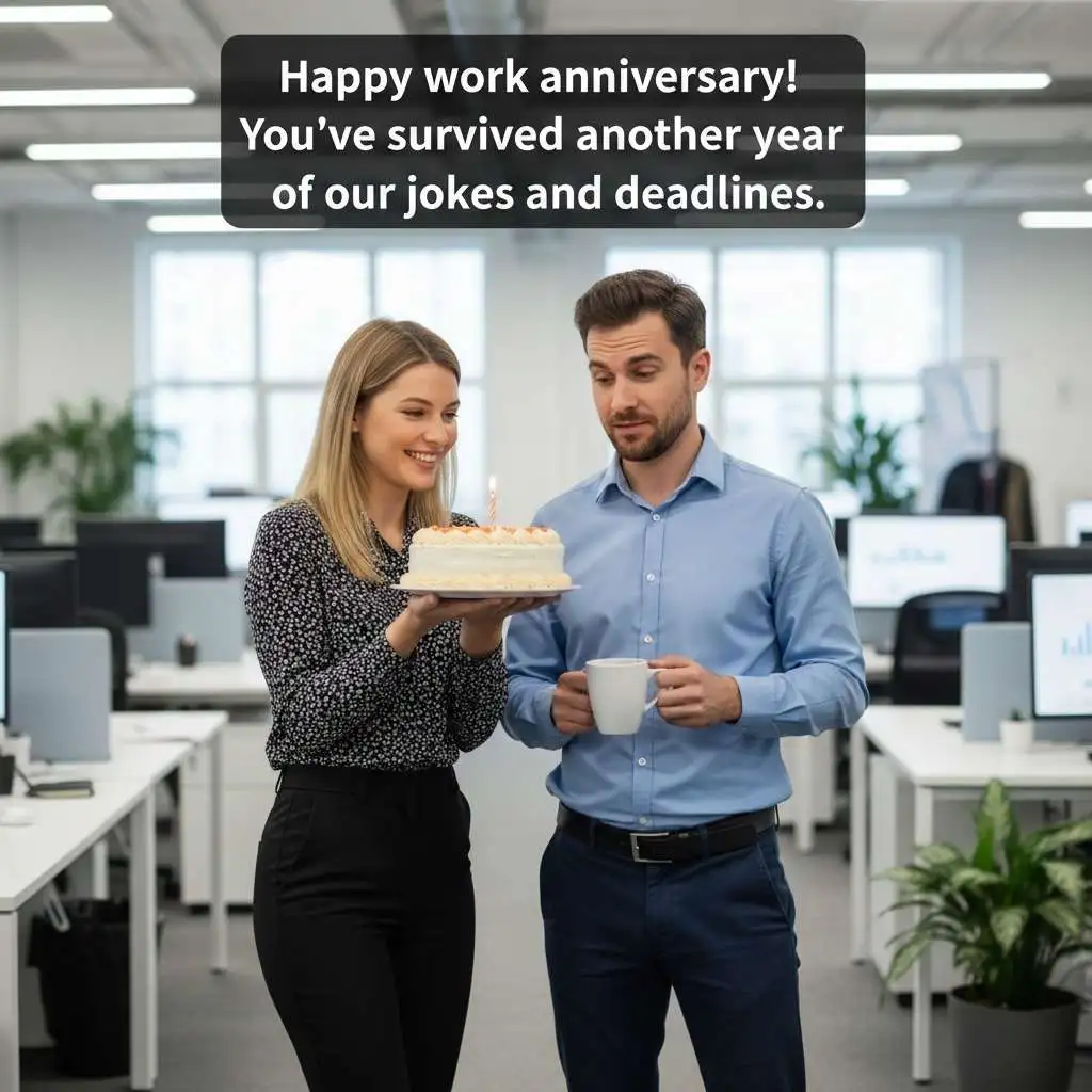 Funny Work Anniversary Wishes to Employee