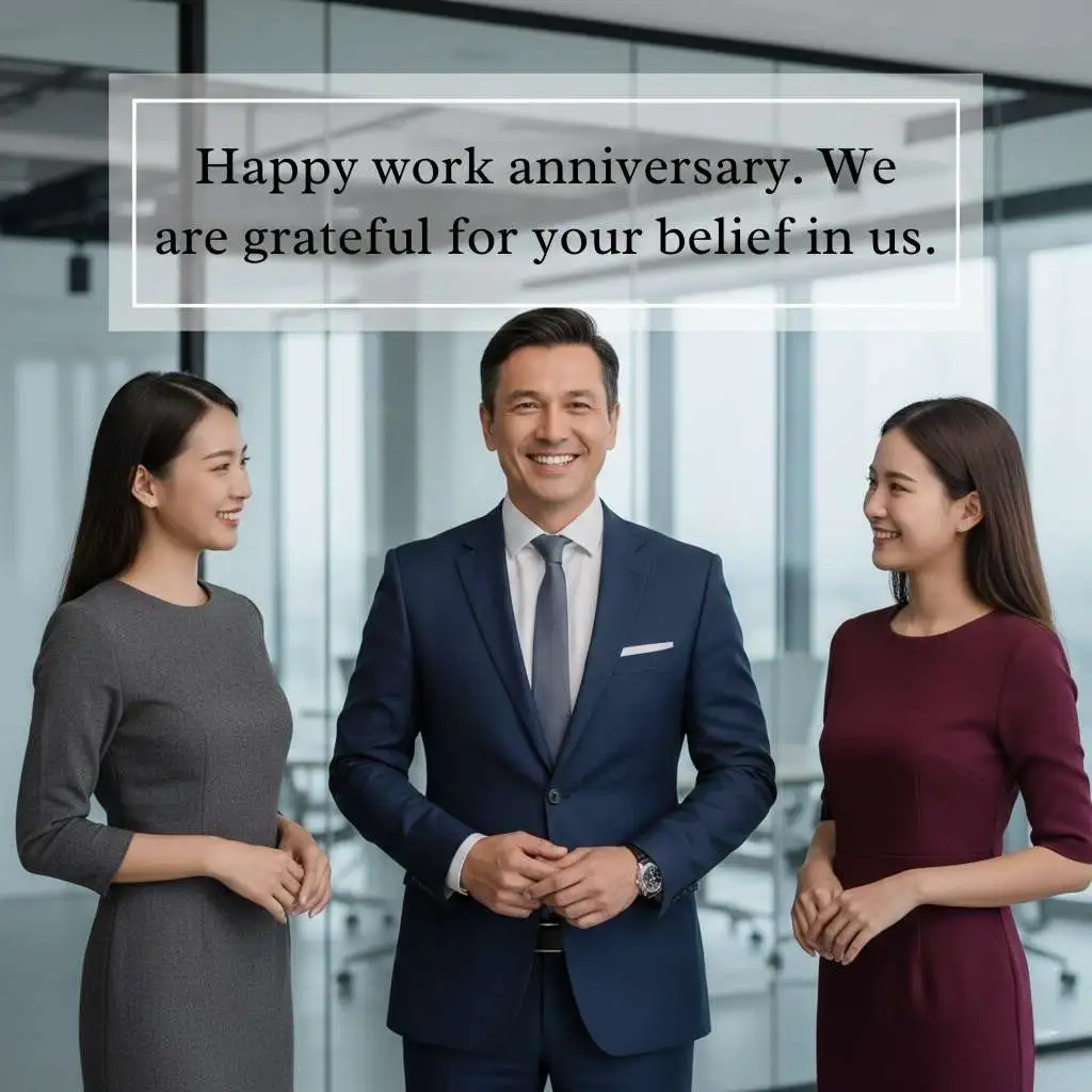 Appreciative Work Anniversary Wishes to Boss