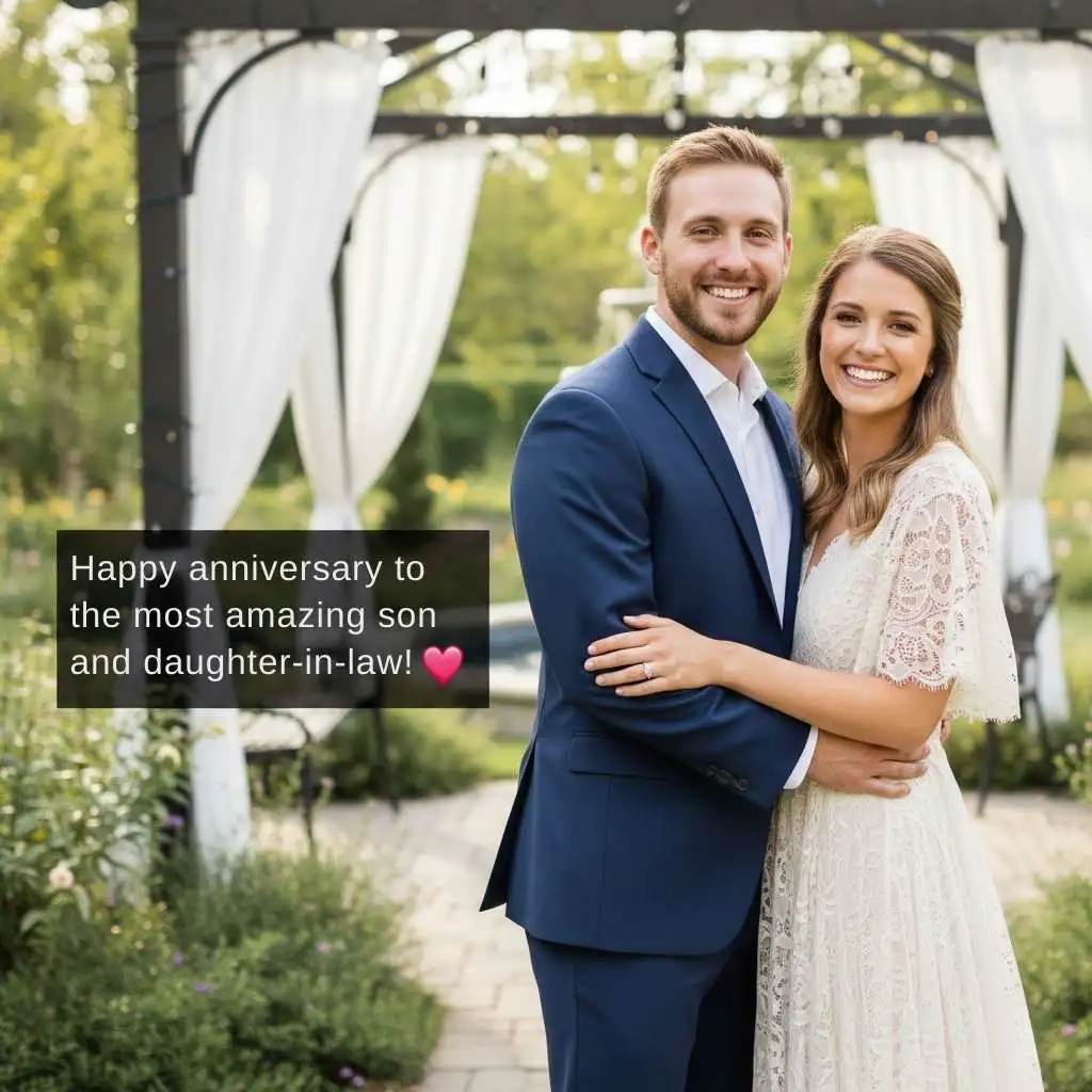 Anniversary Wishes for Son and Daughter in Law for Social Media 